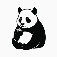 panda silhouette on white background