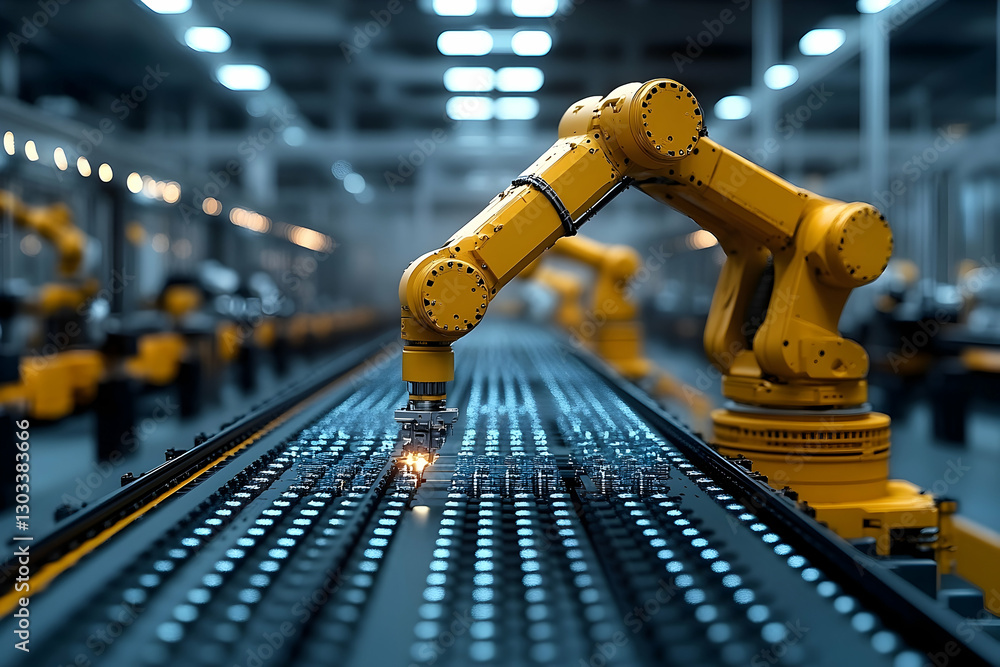Poster automated assembly line in factory