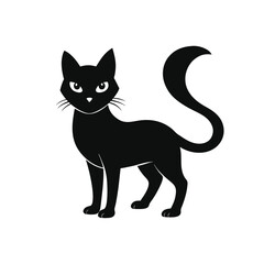 Simple Minimalistic Creative black cat on white background