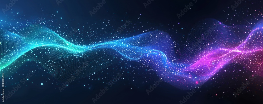 Poster abstract digital wave with futuristic glowing particles and dynamic colors