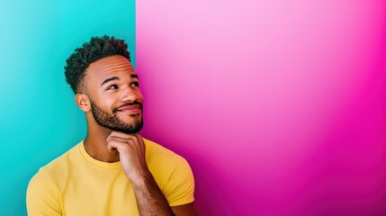 Obraz premium Joyful Man with Beard and Smile in Active Shirt - Portrait Photography