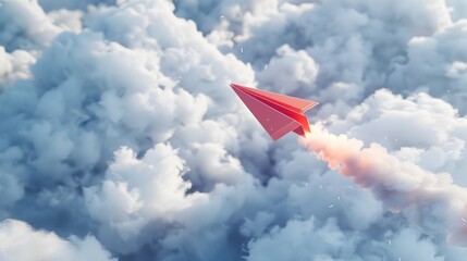 Naklejka premium A Paper Airplane Ablaze A Visual Metaphor of Fearless Determination and Confident Direction
