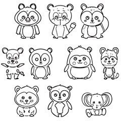 Keywords: character, animal, cute, vector, cartoon, illustration, happy, design, baby, graphic, set, funny, adorable, zoo, art, collection, giraffe, isolated, background, child, lion, bear, children, 