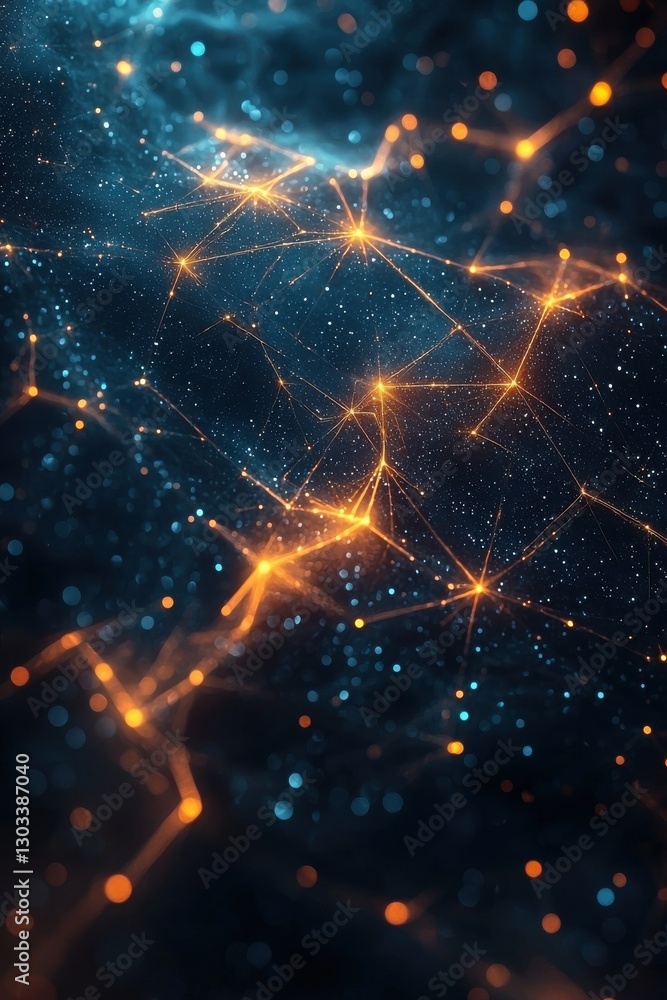 Poster abstract network of glowing nodes and connections in space