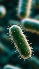 Fototapeta premium Microscopic view of probiotics bacteria in human stomach highlighting escherichia coli and other microbes essential for digestion gut health immune system microbiology and medical research