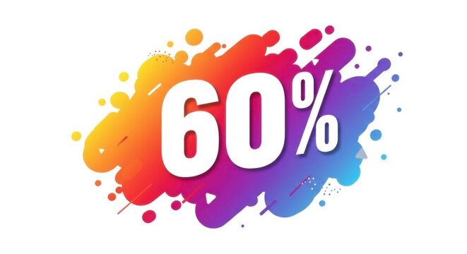 A colorful and energetic 60% discount banner with modern typography and a vibrant background, perfect for boosting sales.