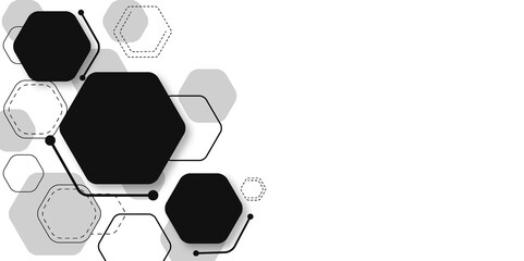 Fototapeta premium Modern Black and White Hexagonal Abstract Background. Futuristic Geometric Hexagon Business Design. Hexagon. Illustration. Vector. 