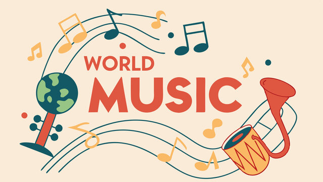 Music Festival Banner &ndash; Editable Vector for World Music Day Celebration, World Music Day Banner &ndash; Festive and Modern Vector, Music Festival Poster &ndash; Editable Celebration Design,  Joyful Music Par




