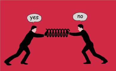 Fototapeta premium A spring is a metaphor for the idea of mediation. It cushions and attempts to smooth out arguments by the parties involved. This is a 3-d illustration about mediation.
