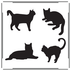 Cats silhouette, Cats illustration ,  Cats clipart,  Cats vector ,  Cats icon , black  Cats,  Cats illustration on white background,  Cats vector illustration ,  Cats silhouette illustration,						