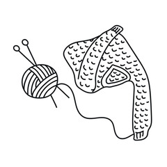 Doodle line art knitting sweater icon clipart avatar logotype isolated illustration