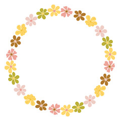 Hand drawn Floral wreath, Hand drawn wild herbs and simple flowers. Botanical illustration