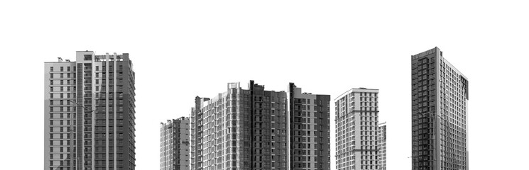 Architecture featuring modern high-rise residential buildings in an urban metropolis. Multi-story...