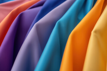 Vibrant fabric colors arranged in diagonal folds creating a visually striking composition