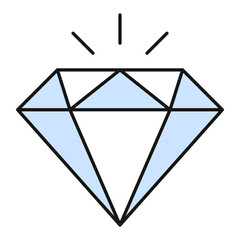 Icon: Diamond - Luxury Skincare Icon, Anti-Aging, Brightening, Exfoliating, Premium Skincare. Editable Stroke and Colors.