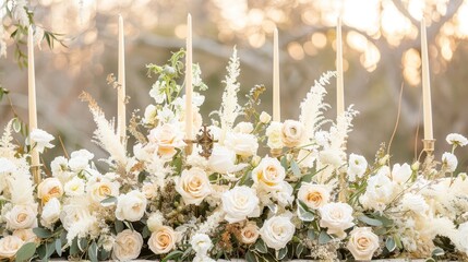 Elegant Wedding Floral Arrangement with Candles