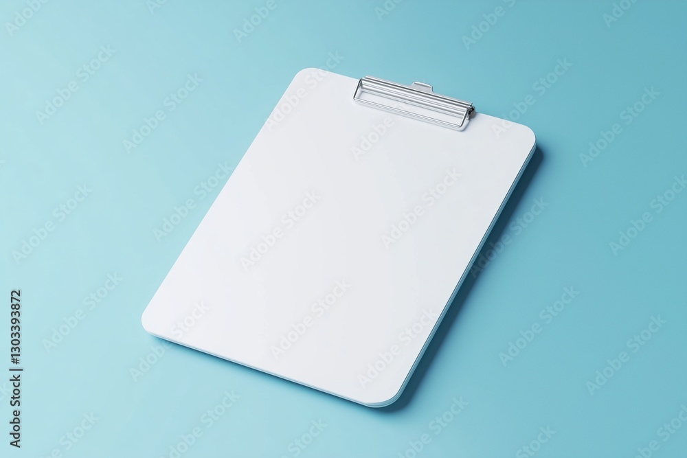 Poster 3d white clipboard task management todo check list on blue background, efficient work on project pla