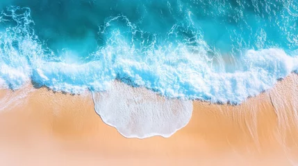 Schapenvacht deken Aerial View of Ocean Waves on Sandy Beach © aektus