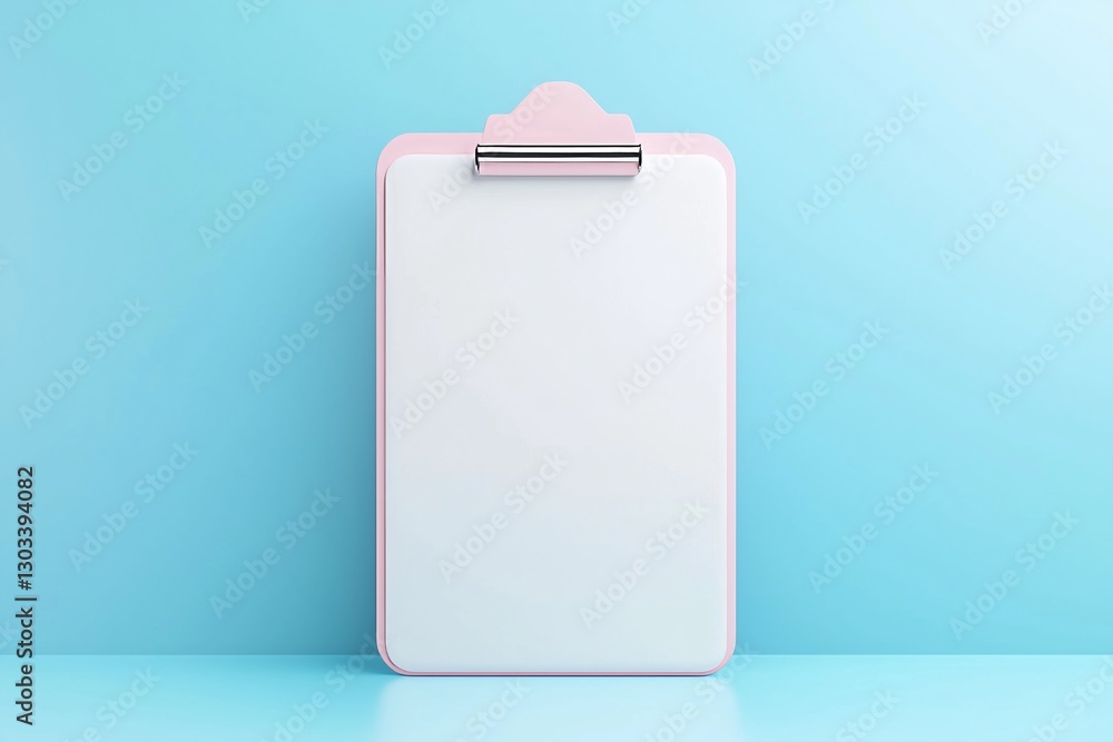 Poster 3d white clipboard task management todo check list on blue background, efficient work on project pla