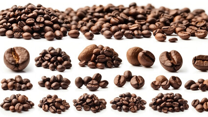 Naklejka premium A Rich Collection of Delicious Coffee Beans Isolated for Quality Brewing