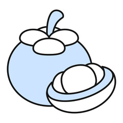 Icon: Mangosteen - Exotic Fruit Skincare Icon, Antioxidant-Rich, Brightening, Anti-Inflammatory, Organic Skincare. Editable Stroke and Colors.