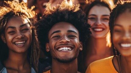 Fototapeta premium Happy Diverse Friends Smiling Together