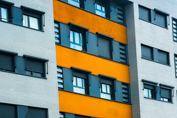 Colorful urban facades showing modern architectural design