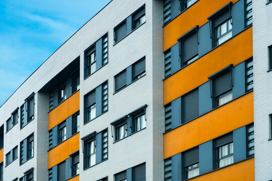 Modern urban building facades with vibrant accents