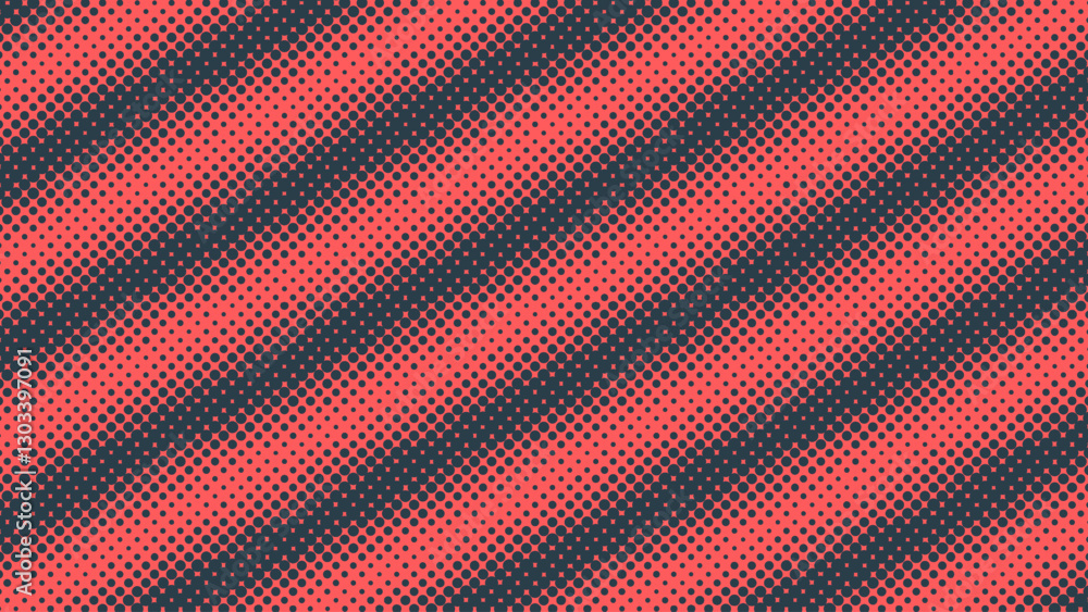 Poster inverted dots tilted stripes texture half tone pattern vector red black dynamical abstract backgroun
