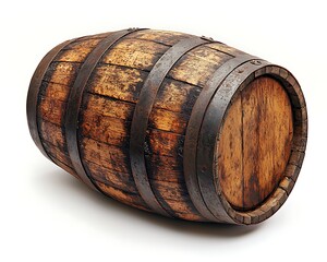 Wooden Barrel on White Background