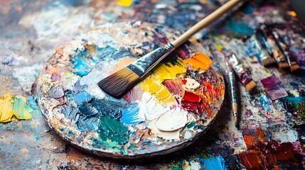 Obraz premium Vibrant Palette Showcasing AI Driven Creativity and Innovation