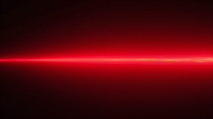 Bright Red Laser Beam Line in Dark Space - Science Tech Stock Photo