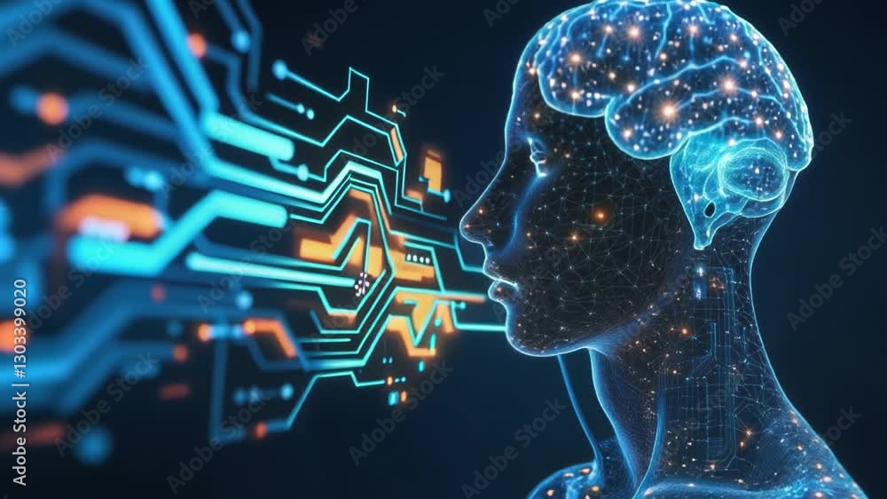 Poster digital background perfect for tech processes, neural networks, artificial intelligence, data transf