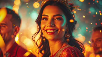 Smiling Woman in Nature with Golden Sunlight