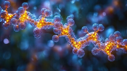 Naklejka premium Microscopic Polymer Chain: A Stunning Visualization of Molecular Structure