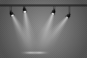 Podium or ceremony lighting, spotlights and lamps. On a transparent background.