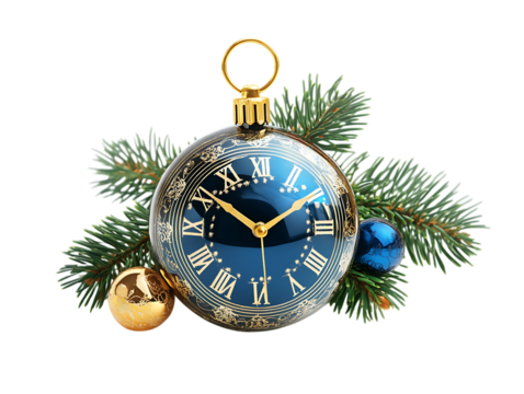 Christmas pocket watch with ornaments
