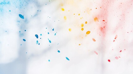 Abstract Colorful Watercolor Splashes: A vibrant explosion of blue, yellow, and red hues on a white background, creating a dynamic and energetic artwork.