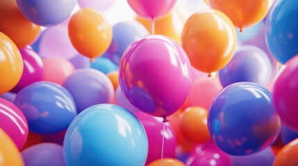 Colorful Balloons Extravaganza.  Party Celebration with Vibrant Balloons