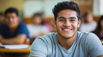 young college scholar sitting in a school classroom attending a university lecture focused on education knowledge and personal growth in an academic setting