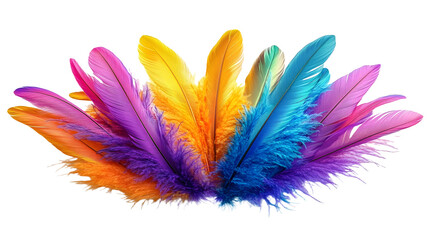 Mardi Gras decorated with colorful feathers isolate on transparent background