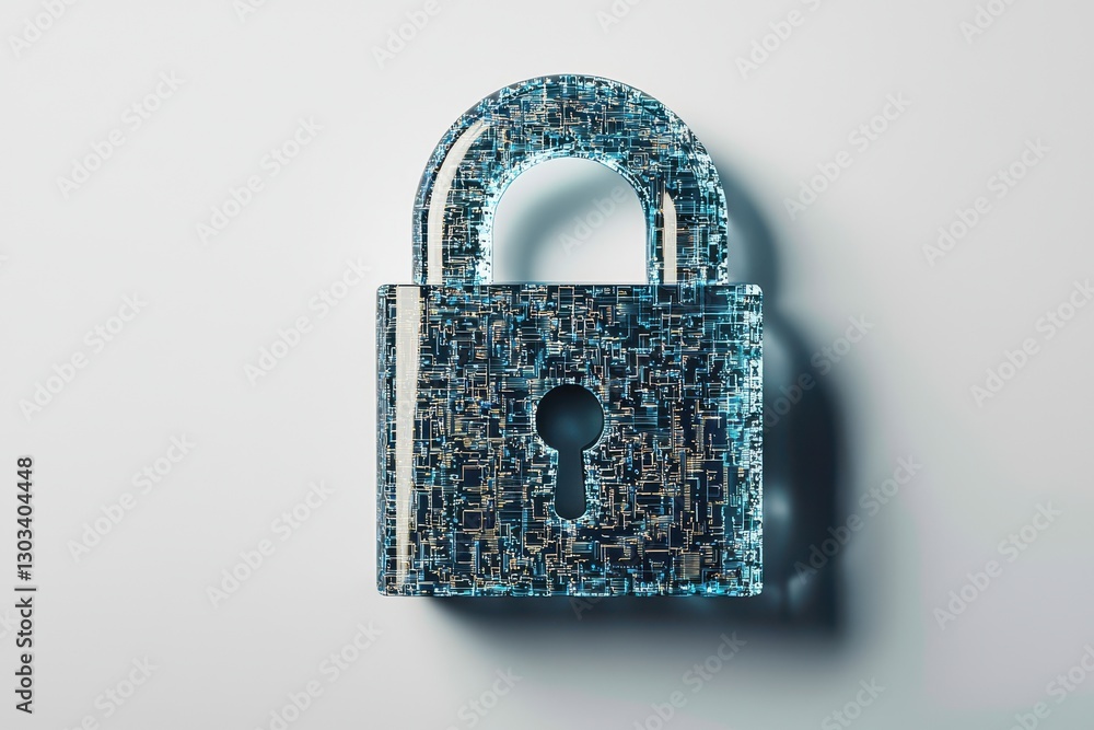 Poster secure online privacy encryption lock digital environment visual representation safety concept