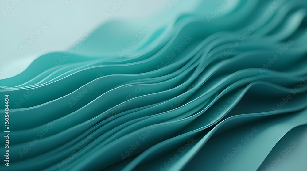 Aufkleber smooth flowing abstract teal wavy paper fabric layers texture background