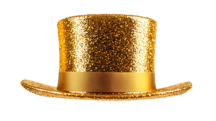 Sparkling Gold Top Hat Festive Celebration Headwear for Parties and Events, png