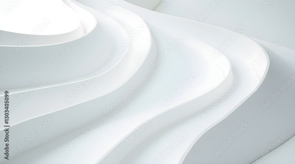 Aufkleber smooth white curved lines abstract minimalist modern architecture design
