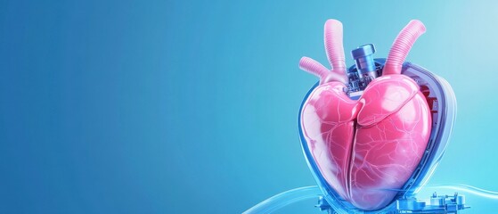 Fototapeta premium A vivid illustration of a human heart showcasing its anatomical details.