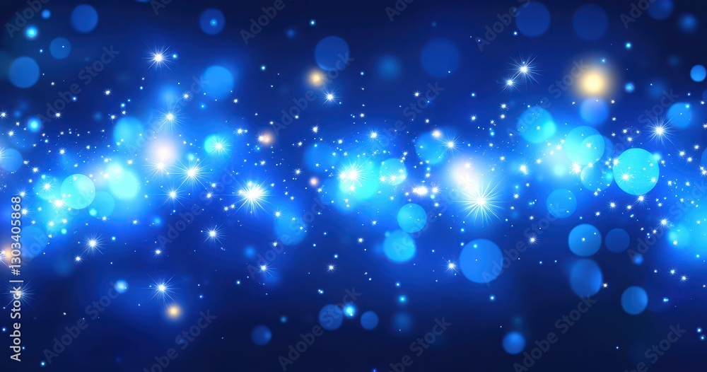 Poster beautiful abstract blue background with sparkling stars and glowing bokeh lights creating a dreamy a