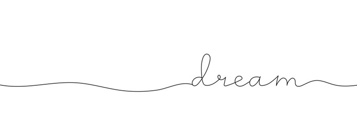 continuous drawing of the word dream in one line. vector