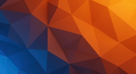 Fototapeta premium geometric abstract, triangular shapes, blue and orange color scheme, sharp angles, paper-like texture, low poly art style, modern design, contrasting colors, faceted surface, minimalist composition, c