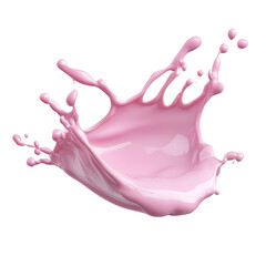 Vibrant pink milk splash, creating a dynamic and lively visual effect. transparent background